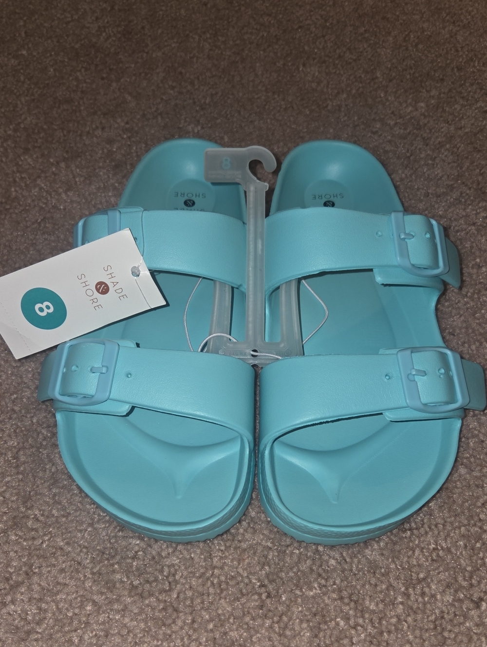 Shade & Shore Double-Strap Slide Sandals - Turquoise Blue